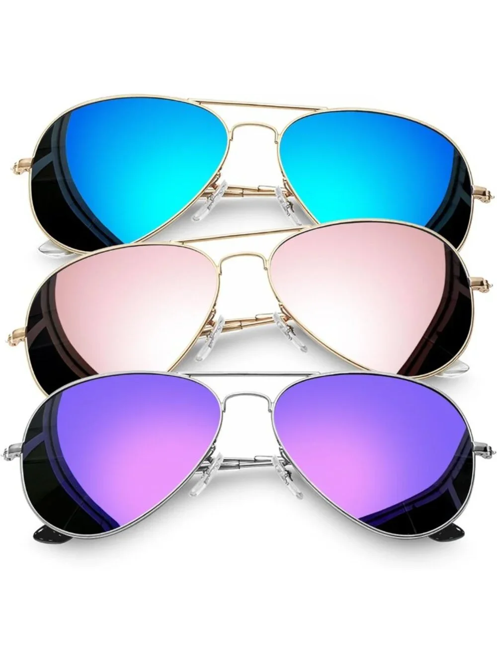 3 Pack UV Protection Aviator Sunglasses for Women & Men - Stylish Teardrop